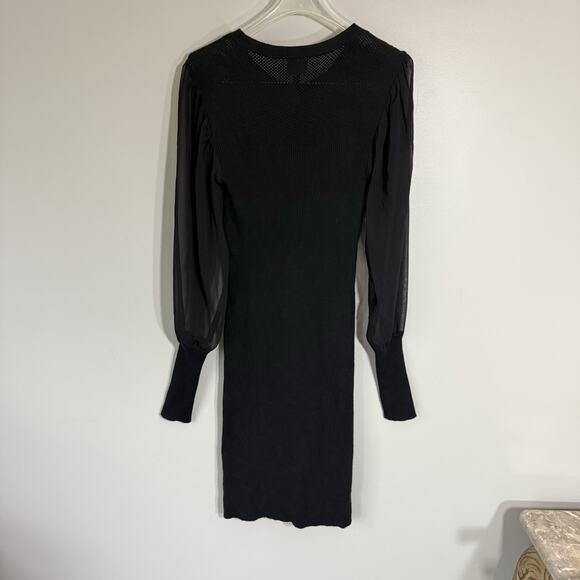 CAbi Duet Dress #4455 Size XS Black Bodycon Sheer Ballon Sleeves Stretchy New - Picture 8 of 9